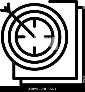 Arrow in the target documents icon, outline style Stock Vector