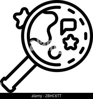 Star under the magnifier icon, outline style Stock Vector