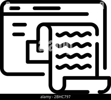 Text document in app window icon, outline style Stock Vector