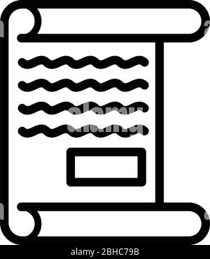 Handwritten document icon, outline style Stock Vector