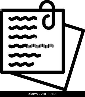 Paper clip notes icon, outline style Stock Vector