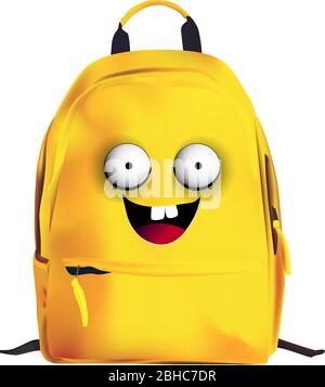 SCHOOL BACKPACK BRIGHT COLORS. Bag character. Backpack for travel. Vector illustration isolated on a white background. Travel. Stock Vector