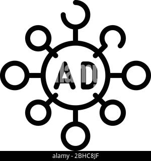 Ad mind map icon, outline style Stock Vector