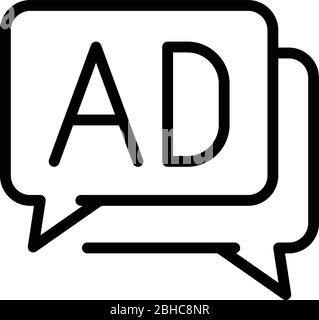 Ad in chat bubbles icon, outline style Stock Vector