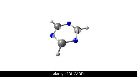 A triazine is class of nitrogen-containing heterocycles. The parent molecules' molecular formula is C3H3N3. 3d illustration Stock Photo