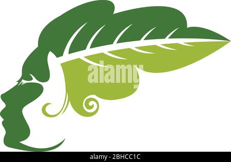 leaf woman logo Stock Vector