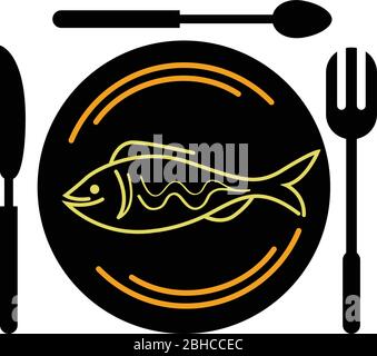 eating fish logo Stock Vector