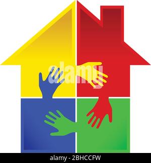 puzzle hand home Stock Vector