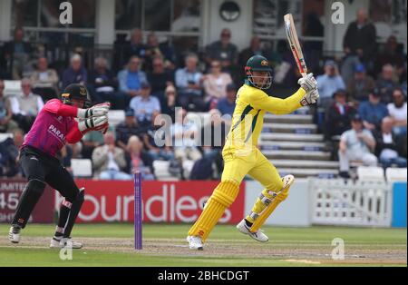 Marcus Stoinis of Australia batting  during the One Day Tour Match between Sussex and Australia at The 1st Central County Ground in Hove. June 07 2018 Stock Photo