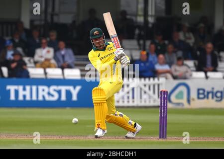 Marcus Stoinis of Australia batting during the One Day Tour Match between Sussex and Australia at The 1st Central County Ground in Hove. June 07 2018 Stock Photo