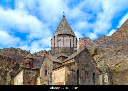 The monastery Geghard, located in the mountains of Armenia Stock Photo