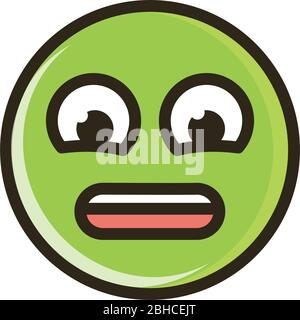 anguished funny smiley emoticon face expression vector illustration line and fill icon Stock Vector