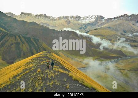 Hiking in Shahdagh National Park of Azerbaijan. Stock Photo