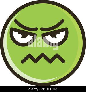 frowning funny smiley emoticon face expression vector illustration line and fill icon Stock Vector