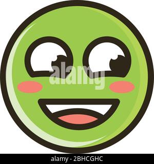 flushed face funny smiley emoticon expression vector illustration line and fill icon Stock Vector