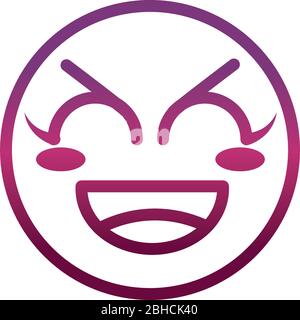 happy funny smiley emoticon face expression vector illustration gradient style icon Stock Vector