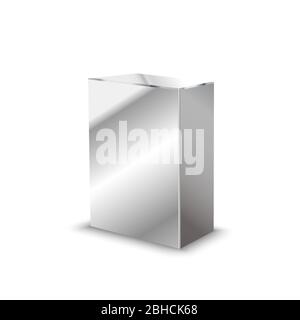 Blank glossy metal 3d prism on white Stock Vector