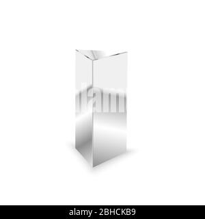 Blank glossy metal 3d triangular prism on white Stock Vector