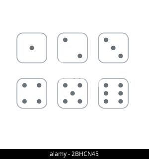 Set of game cubes on white background, dice simple icons Stock Vector