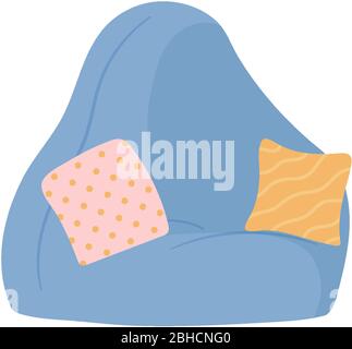 bean chair cushions isolated icon on white background vector illustration Stock Vector