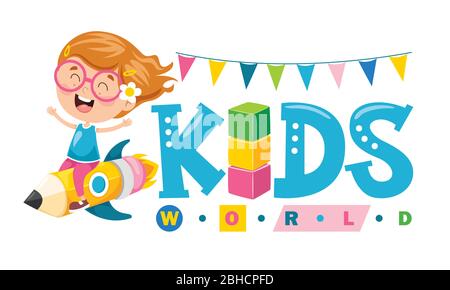 Logo Design For Kids World Stock Vector