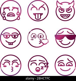 emoticon funny smiley faces expression icons set vector illustration Stock Vector