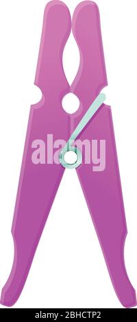 Pink clothes pin icon. Cartoon of pink clothes pin vector icon for web design isolated on white background Stock Vector