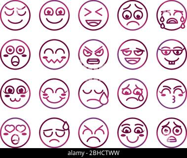 emoticon funny smiley faces expression icons set vector illustration Stock Vector