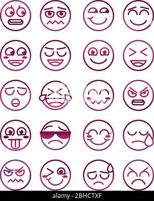 emoticon funny smiley faces expression icons set vector illustration Stock Vector