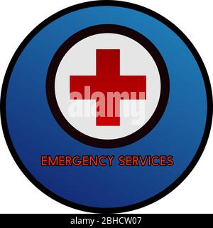 24 Hours Emergency Service Red Vector Icon Button. Medical service abstract modern vector logo illustration isolated on white background. Eps 10. Stock Vector