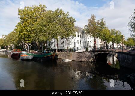 A looking down the Lunbaansgracht Canal, Amsterdam Stock Photo