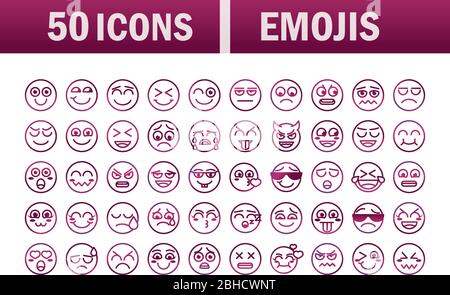 emoticon funny smiley faces expression icons set vector illustration Stock Vector