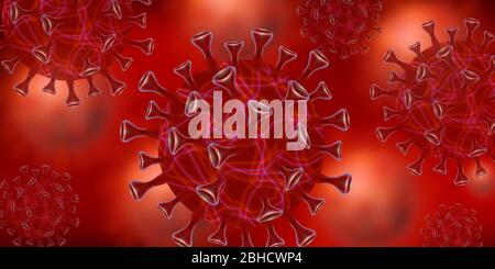 3D Rendering of COVID-19 on red bright background. World Health Organization WHO introduced new official name for Coronavirus disease named COVID-19 vector illustration for eps 10. Stock Vector