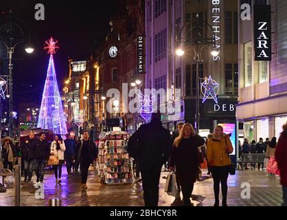 people shopping in briggate leeds at christmas time united kingdom Stock Photo