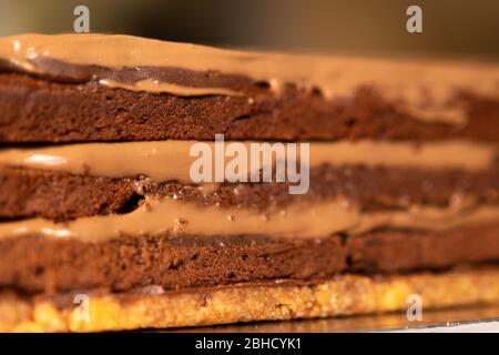 Macro delicious chocolate cake ,texture of Chocolate cake Stock Photo