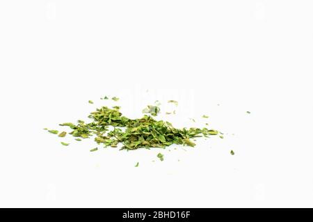 Dried peppermint leaves isolated on white background Stock Photo