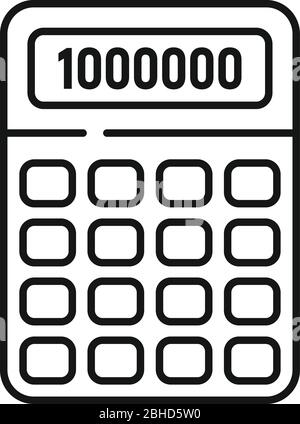 Millionaire calculator icon. Outline millionaire calculator vector icon for web design isolated on white background Stock Vector