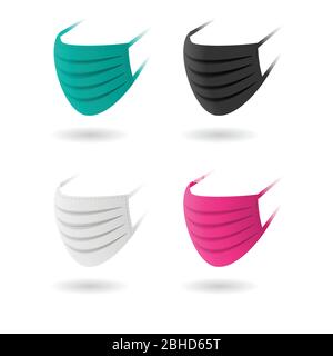 Breathing medical respiratory masks set side view Stock Vector Image ...