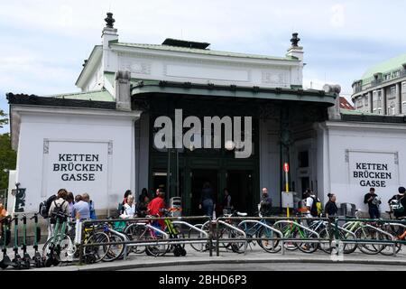 Vienna, Austria. Subway station Kettenbrückengasse in Vienna Stock Photo