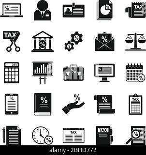 Tax regulation icons set. Simple set of tax regulation vector icons for web design on white background Stock Vector
