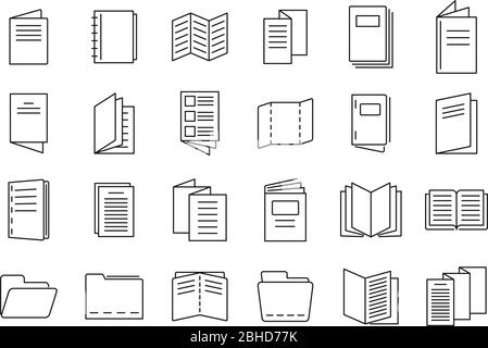 Catalogue icons set. Outline set of catalogue vector icons for web design isolated on white background Stock Vector