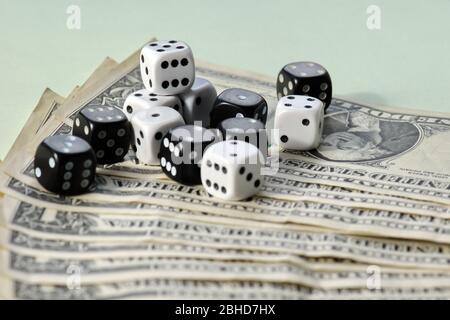 Playing a game with dice. Rolling the dice concept for business risk. Risk concept.many Stock Photo