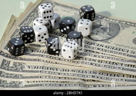 Playing a game with dice. Rolling the dice concept for business risk. Risk concept.many Stock Photo