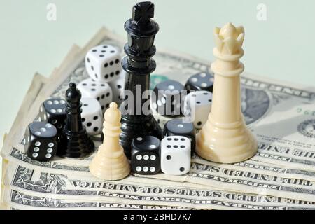 Playing a game with dice. Rolling the dice concept for business risk. Risk concept.many Stock Photo