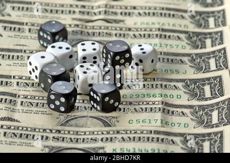 Playing a game with dice. Rolling the dice concept for business risk. Risk concept.many Stock Photo