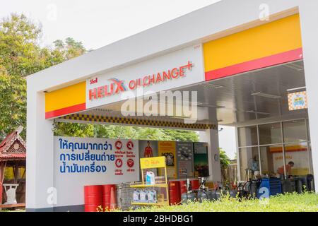 The Shell Helix oil change plus ser vice which is autobobile service in Shell gas station in Hua Hin, Thailand October 11, 2016 Stock Photo