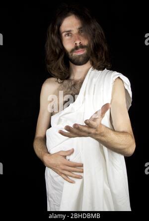 jesus christ in the black background Stock Photo