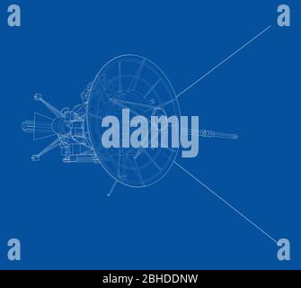 Communication satellite concept outline. Vector Stock Vector