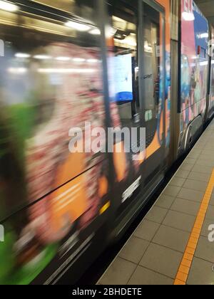 Metro in move in brussels Stock Photo