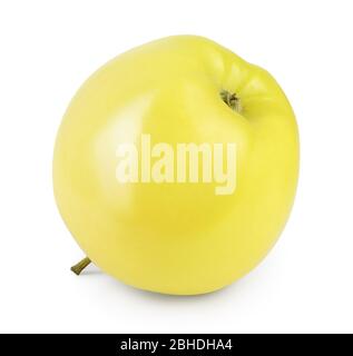 yellow apple isolated on white background with clipping path and full depth of field. Stock Photo